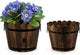 Wooden Barrel Planters Flower Pots for Indoor Outdoor Plants, 10+11.5 inch Rustic Patio Garden Front Porch Planters Plant Pots Outdoor Decor Set of 2