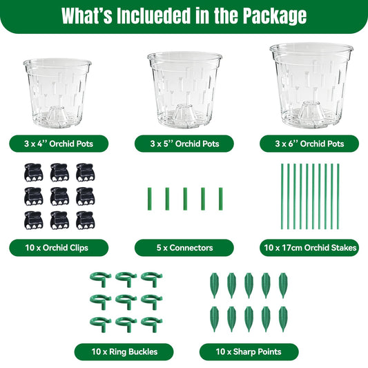 TRUEDAYS Orchid Pot 9 Pack, 3 Each of 4/5/6 Inch Plant Pot with Drainage