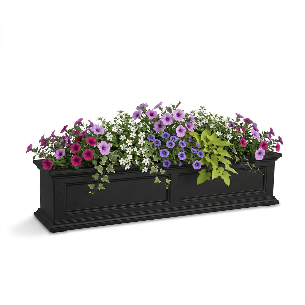 Mayne Fairview 48in Self-Watering Rectangular Window Box Planter, Black