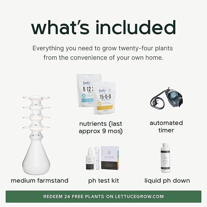 Farmstand Starter Kit with Glow Rings and 24 Seedling Credits | Medium Hydroponic Growing System Kit | Vertical Garden Planter Tower | 4ft 10in Tall