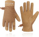 HANDLANDY Work Gloves for Women, Breathable Leather Gardening Glove for Yard Maintenance, Hand Protection with Touch Screen for Gardeners, Farmers
