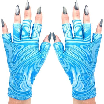 ManiGlovz UV Protection Gloves for Nails, Swanky Swirl, Large