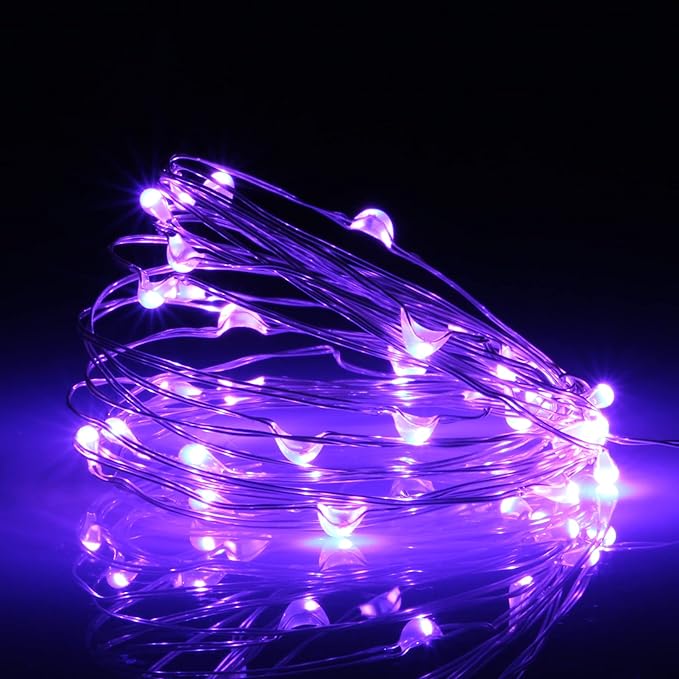 XINKAITE Purple Fairy Lights - Waterproof LED Starry String Lights for Indoor & Outdoor DIY Decoration, Home Parties, Christmas Holiday (10FT/3Meters)