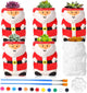 Pasimy 6 Set Ceramics to Paint DIY Ceramic Succulent Planter Pots Paint Your Own Flower Pots Craft Kit Unpainted Bisque Flowerpot with Brush Palette for Family Activity Holiday Gifts(Santa)