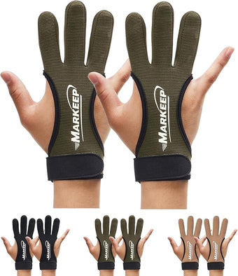 Archery Gloves 2 Pack Shooting Hunting Leather Guard 3-Finger Guard for Youth Adult Man Woman and Beginner Recurve Arrow Bow Archery Protective Gear Accessories