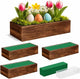 Dandat 4 Set Wood Boxes for Centerpieces 12x4 Inch Rectangle Wooden Planter Box Rustic Wood Planter with Removable Plastic Liner Floral Foam Blocks for Centerpieces Home Wedding Garden Decor