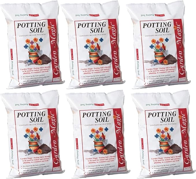 Michigan Peat Garden Magic General Purpose Potting Soil Mix for Indoor Outdoor Planter Container Plant Flower Gardening, 20 Pound Bag (6 Pack)