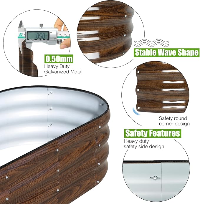 SnugNiture Galvanized Raised Garden Bed, 4x2x1ft Oval Metal Planter Box for Planting Outdoor Plants Vegetables