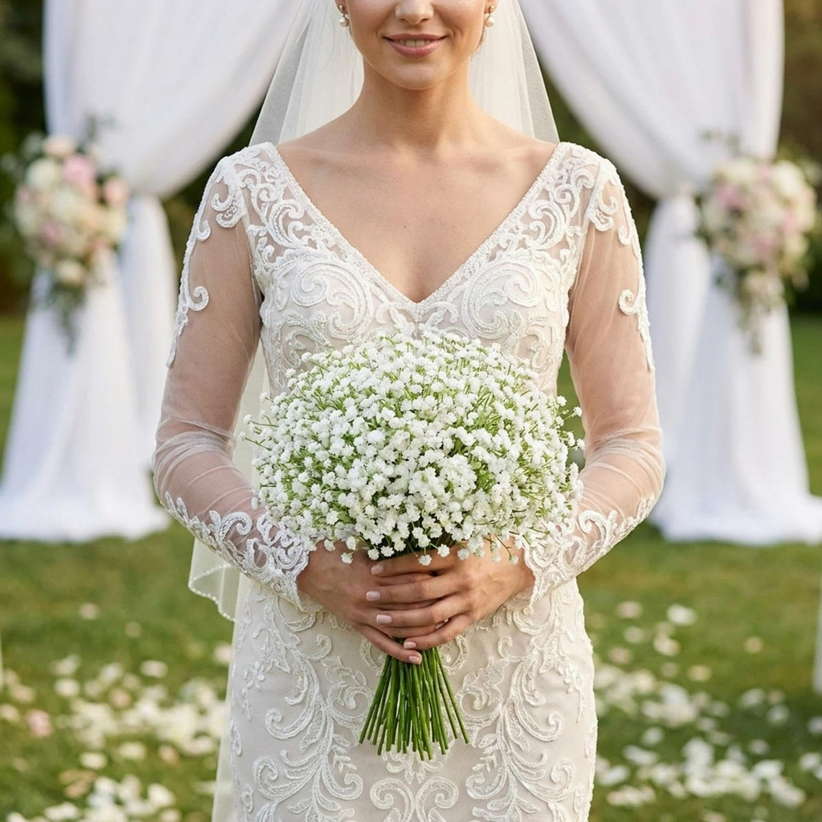BOYXIENQ 60 Pcs Babys Breath Artificial Flowers, White Gypsophila Flowers, Artificial Bulk Real Touch Faux Greenery Plants DIY Flores Bouquet for Wedding Floral Party Outdoor Garden Home Decor