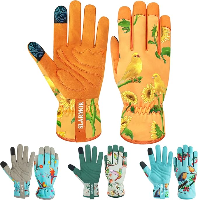 Leather-Gardening-Gloves for Women,Thorn-Proof Work-Gloves for Weeding,Digging,Planting,Pruning Yard garden Gloves
