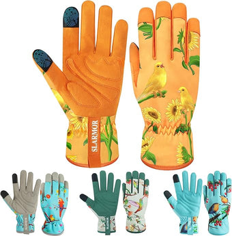 Leather-Gardening-Gloves for Women,Thorn-Proof Work-Gloves for Weeding,Digging,Planting,Pruning Yard garden Gloves