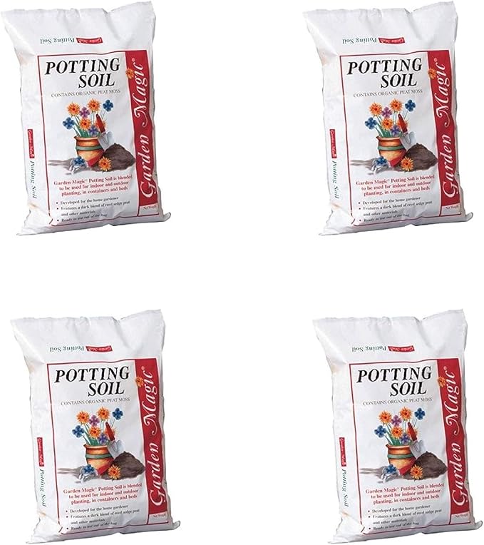 Michigan Peat Garden Magic Potting Soil Mix, General-Purpose Potting Soil for Indoor or Outdoor Container Gardening, 20-Pound Bag, 4 Pack