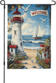 Lighthouse With Beach Garden Flag 12x18 Inch Double Sided All-Weather Polyester Outdoor Flag For Patio Lawn Yard And Garden Welcome Decor