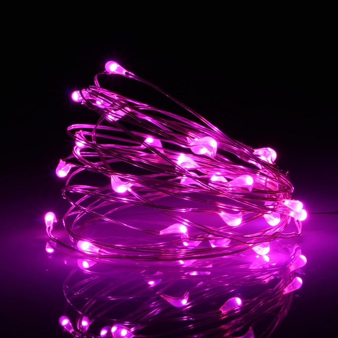 XINKAITE Fairy Lights - Waterproof LED Starry String Lights for Indoor & Outdoor DIY Decoration, Home Parties, Christmas Holiday (10FT/3Meters, Pink)