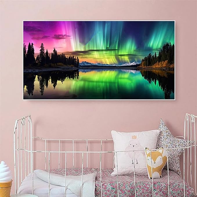 Meothan Northern Lights Diamond Painting Kits for Adults，5D Large Size Northern Lights Diamond Art for Adult Beginners, Full Drill Aurora Crafts Gem Art Painting for Home Wall Decor 27.6x15.8in