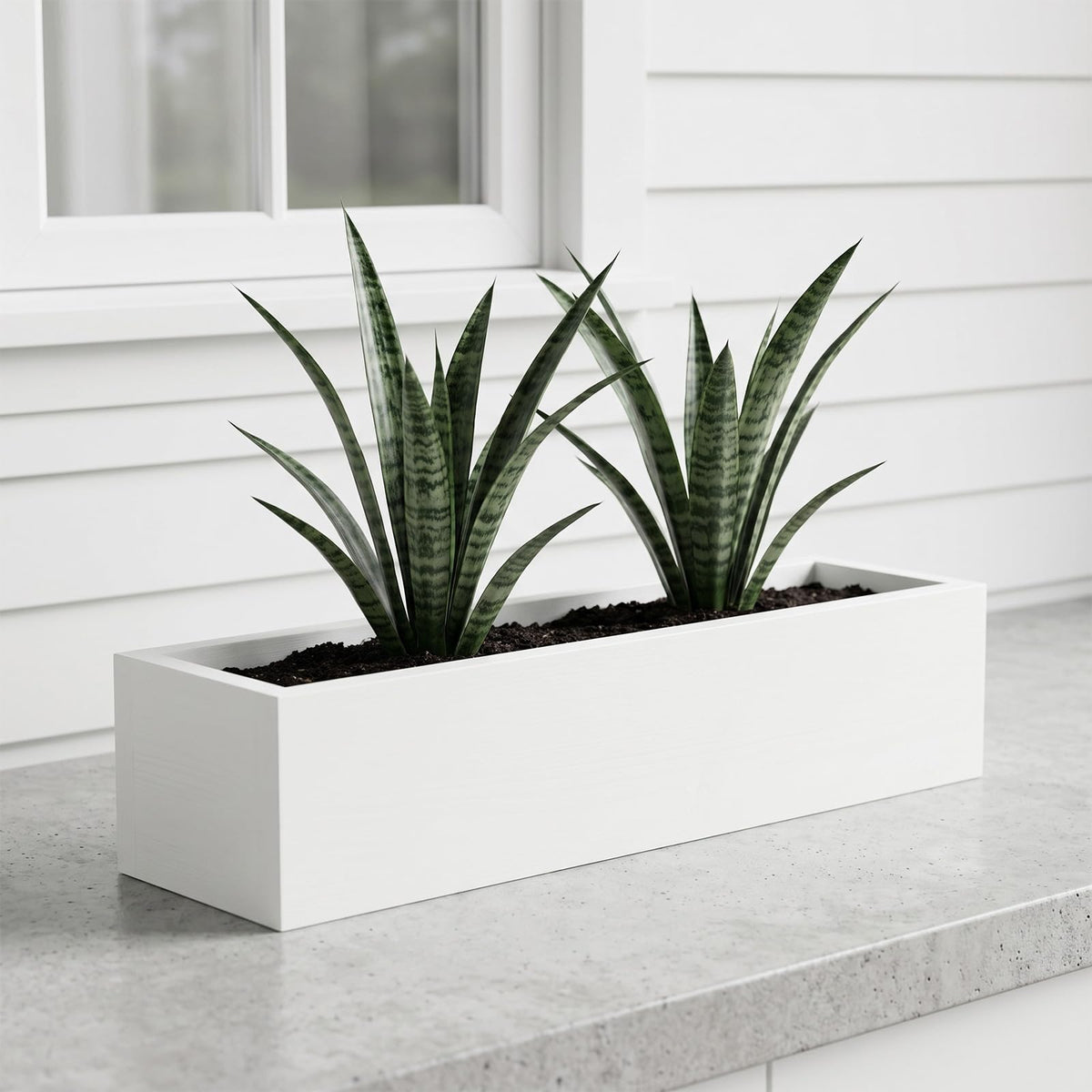 Novabright 24 Inch Wood Window Planter Box with L-Bracket,White