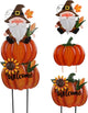 Fall Yard Stakes Large 39.3inch with Gnome and Sunflowers for Thanksgiving Decorations, Metal Pumpkins for Outdoors Garden Patio Harvest Decor