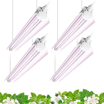 Barrina Grow Light, 96W(4 x 24W, 600W Equivalent), 2ft T8, Super Bright, Full Spectrum Sunlight Plant Light, LED Grow Light Strips, Grow Light Bulbs for Indoor Plants, 4-Pack