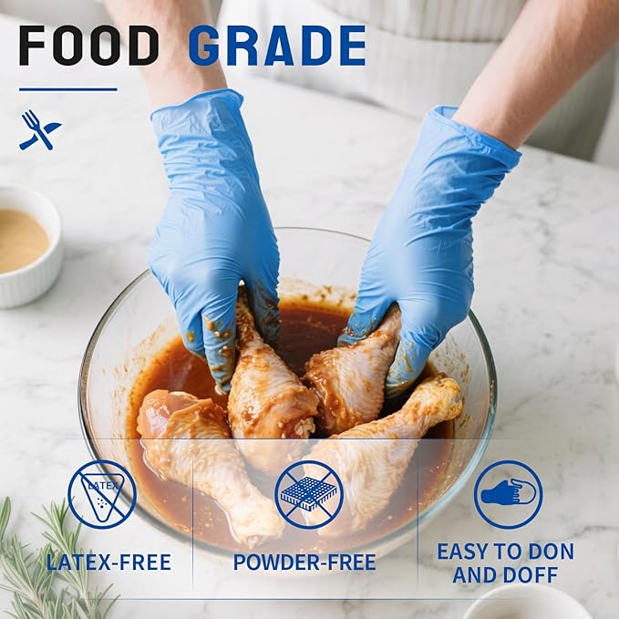 FINITEX Nitrile Disposable Medical Exam Gloves 4 mil Powder-free Latex-Free 100 PCS Examination Home Cleaning Food Gloves