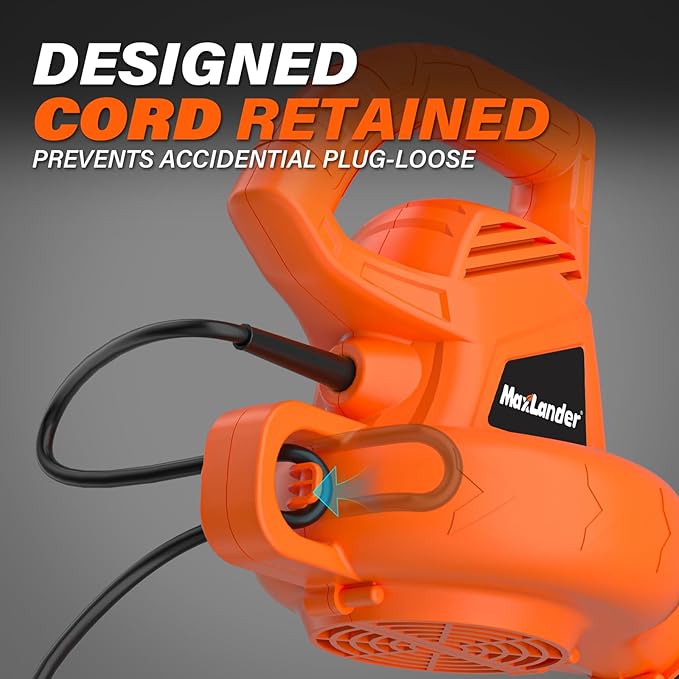 MAXLANDER Leaf Blower Corded, 7-AMP 350CFM/155MPH Electric Leaf Blower, Lightweight Handheld Small Leaf Blowers for Lawn Care