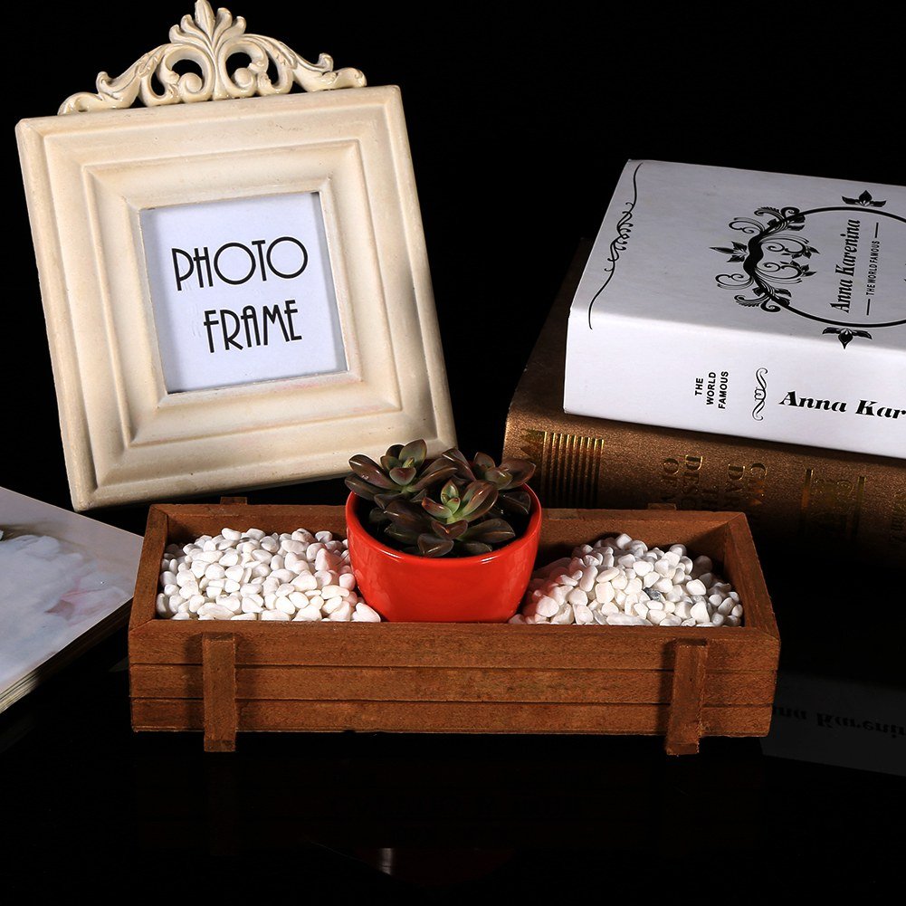 CHEOTIME Wooden Planter Box, Rectangle Planter Decorative Wood Box Rustic Wooden Window Box for Home Garden Plants Flower Succulent Herb