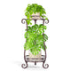 LASZOLA Metal Corner Plant Flower Stand Tall Indoor Outdoor, 2 Tiers Bronze
