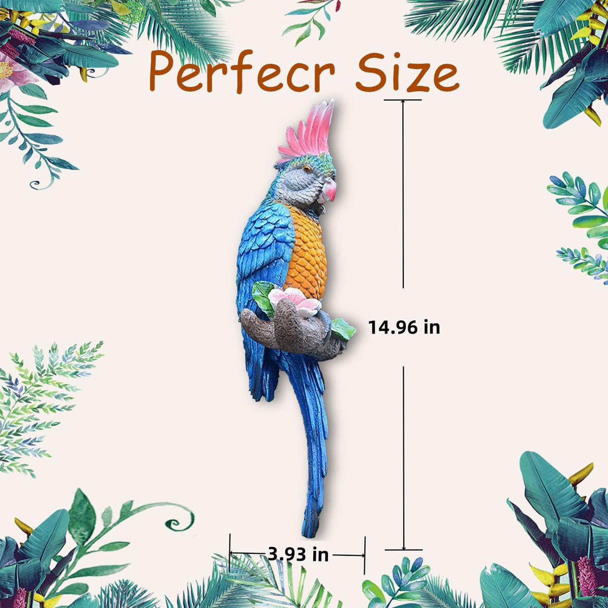 Teaeeno Resin Real Parrot Bird Statue Sculpture Figurine Ornament