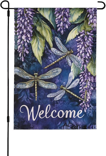 Plants Dragonfly Garden Flag 12x18 Inch Double Sided All-Weather Polyester Outdoor Flag For Patio Lawn Yard And Garden Welcome Decor