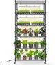 Bstrip Plant Shelf with Grow Light, Metal Plant Stand with Adjustable Rack and Wheels, 5 Pack T8 Full Spectrum Grow Light Strip for Indoor Plants, Seed Starting, Seed Tray, 35.4"x13.8"x71"