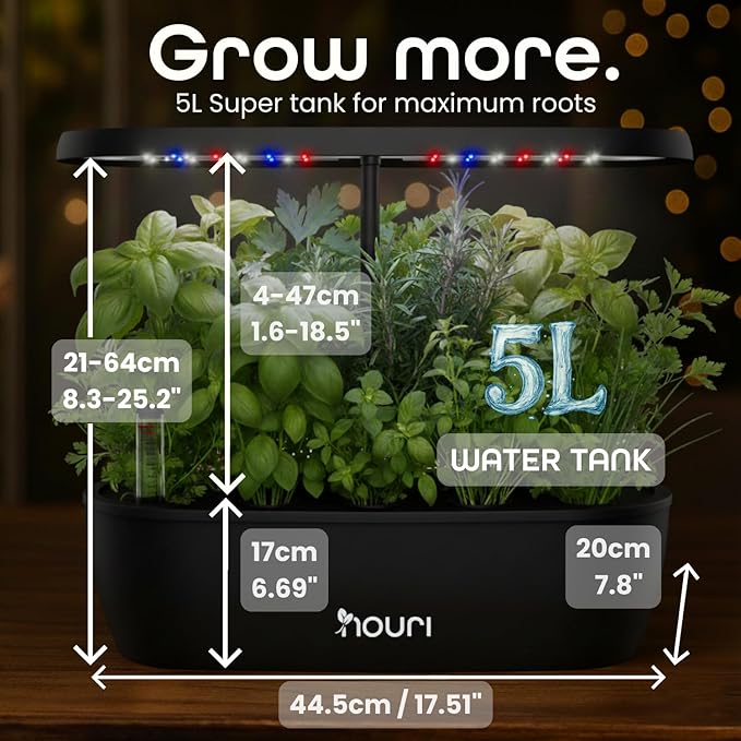 Nouri 12 pod APP Smart Garden for Home Cooks | Heirloom Tomato | Hydroponics Growing System | LED Grow Lights | Indoor Herb Garden Kit | Herb Growing Kit Indoors for Plant Lovers, Gardeners, Kitchen