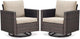 Belord Wicker Chairs Outdoor Bistro Set Oversize Patio Swivel Rocker, Rattan Outdoor Seating Set of 2 Swivel Glider Chairs Wicker Furniture for Porch Deck Backyard with Water-Resistant