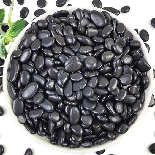 YISZM 10LB Succulent and Cactus Black Pebbles, 3/8 Inch Natural Decorative Polished Stones, River Rocks for Indoor Plants, Vases, Planters and Outdoor Gardening