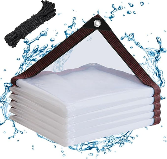 Clear Tarps Waterproof 7X9 with Grommets Clear Vinyl Tarp Heavy Duty Outdoor Clear Plastic Tarp Clear PVC Covering for Patio Henhouse Porch Canopy Plant Camping