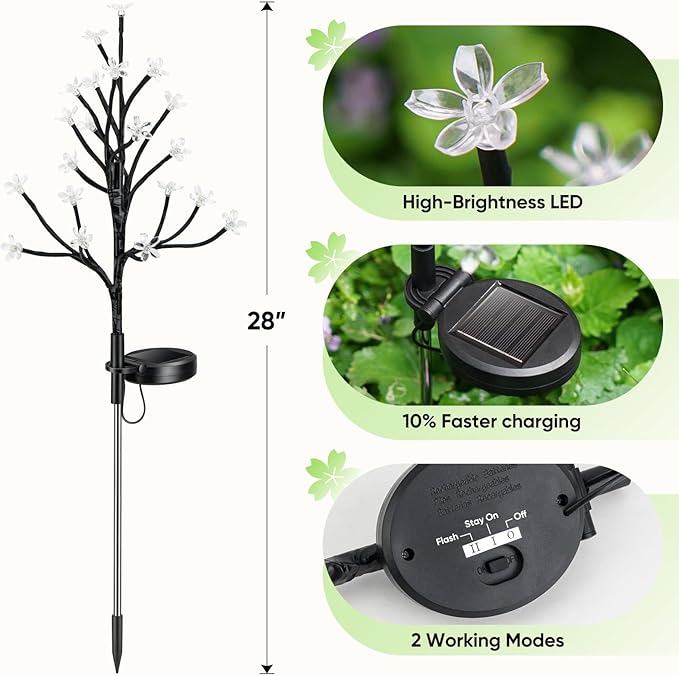 IUEECEN Solar Garden Lights Outdoor,Solar Lights Outdoor Decorative Waterproof for Outside 6Pack, 120Led Solar Flowers Garden Decor, Yard Pathway,Patio Fairy Decorations,Gardening Gifts for Women Mom