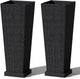 Greesum Set of 2 Tall Plastic Planters with Saucer, 24 Inch Large Pots with Drainage Trays, Weather-Resistant Plastic Plant Containers for Patio, Porch, Garden,Black