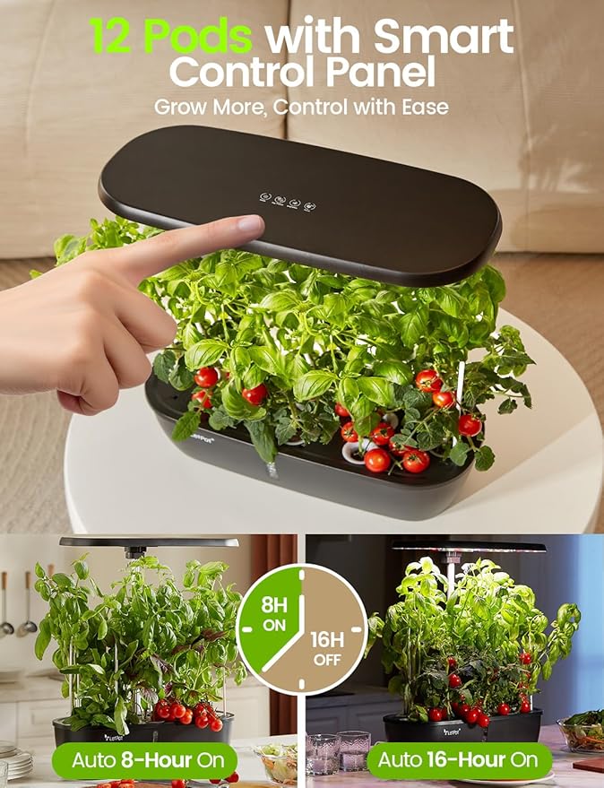 LETPOT Classic Hydroponics Growing System Kit, Indoor Herb Garden, 24W Full-Spectrum LED Grow Light, 12 Pods, Countertop, Plant Lovers Gifts, Kitchen, Harvest, Dual Modes, Up to 16", 5.5L Tank