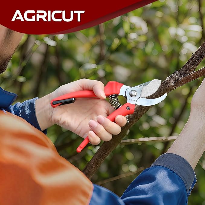 AGRICUT Pruning Shears for Gardening - 4/5 Inch Cut Capacity Bypass Pruners with High Carbon Steel Blade PP Handle Gardening Scissors Sharp Hand Clippers