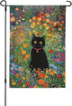 Cat With Flower Garden Flag 12x18 Inch Double Sided All-Weather Polyester Outdoor Flag For Patio Lawn Yard And Garden Welcome Decor