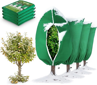 5Pcs Plant Frost Protection Covers 23.6x31.5 Inches – Reusable Breathable Freeze Blankets with Drawstring, Waterproof Non-Woven Fabric Frost Cloth for Winter Plant, Shrub, Tree, and Garden Protection