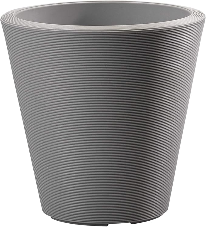 Crescent Garden Madison Planter– Weather-Resistant, Double Walled Indoor/Outdoor Plant Pot with Drain Hole – Durable All-Season Flower Container, 20" W (Slate)