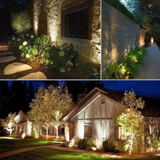 SUNTHIN Outdoor Landscape Lighting, 6 Pack Outdoor Spot Lights with Transformer for Yard, Plant, Lawn, Tree, Flags, House, Garden, Fence Use, IP65 Waterproof & Connectable