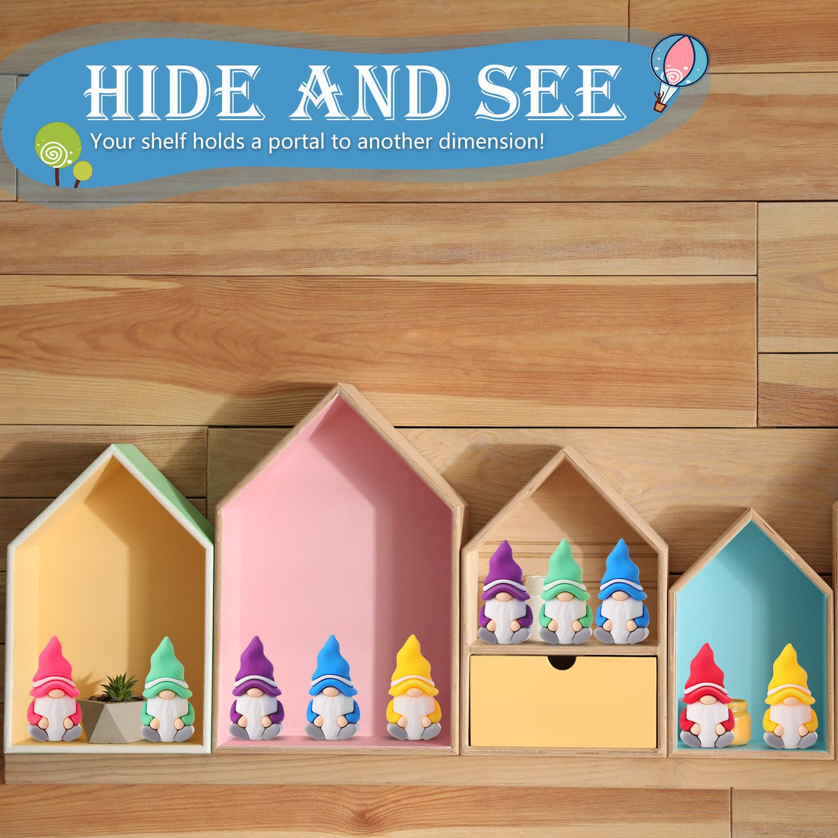 DoubleFill 15 Pcs Mini Gnomes Figurines Bulk Rubber Statue Tiny