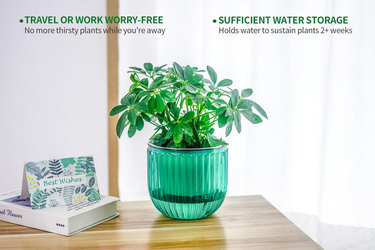 Melphoe 2 Pack Self Watering Hanging Planters Indoor Flower Pots, 6.5 Inch Outdoor Hanging Plant Pot Basket, Plant Hanger with 3Hooks Drainage Holes for Garden Home