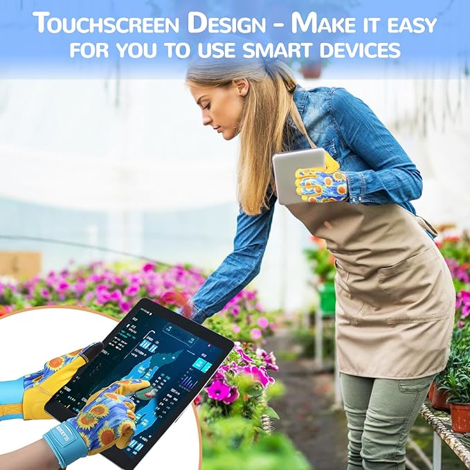 Leather-Gardening-Gloves for Women,Thorn-Proof Work-Gloves for Weeding,Digging,Planting,Pruning Yard garden Gloves