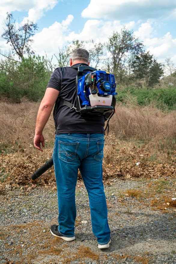 WILD BADGER POWER Leaf Blower Backpack, 43cc Gas Powered Strong Air Flow , Light Weight 17.4 lbs, Ideal for Leaf, Sand, Gravel, Snow, Yard and Driveway