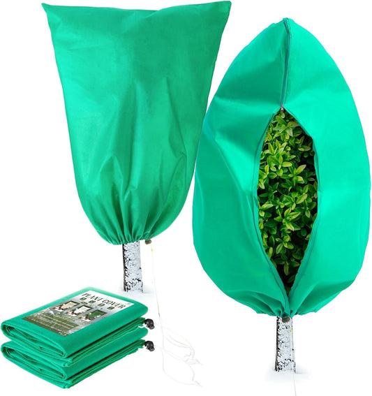 Homimp Plant Covers Freeze Protection, 2 Pack Frost Covers with Zipper Drawstring (71" x 82.7") Plant Protection Cover Bags for Outdoor Winter Frost Cold Weather Shrubs Trees Jacket Covers,Green