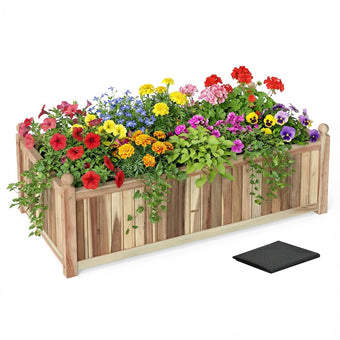 HAPPYGRILL 44”L x 23”W x 16”H Wooden Raised Garden Bed with Liner, Drainage