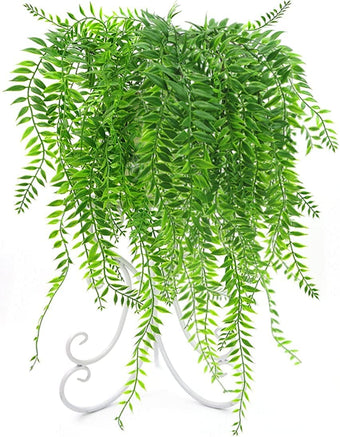 Artificial Hanging Vine, Weeping Willow Plastic Plants Greenery Leaves Fake Plant Faux Ivy Garland UV Resistant for Indoor Outdoor Garden Door Wall Baskets Wedding Party Table Decor Decoration - 4 Pcs