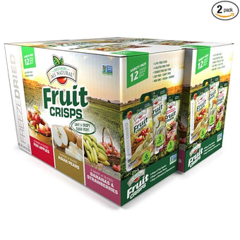 Brothers All Natural Freeze Dried Fruit Crisps, Variety Pack, 24 Single Serve Bags, Fuji Apple, Asian Pear, Banana Strawberry, Made with 100% Fruit, Gluten Free, Soy Free, Vegan, Healthy Snack