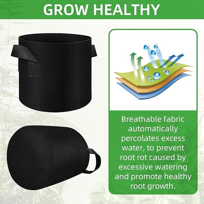 LITLANDSTAR 20 Pack 7 Gallon Plant Grow Bags, Breathable Felt Non-Woven Aeration Fabric Plant Grow Pots, Garden Planting Containers for Nursery Vegetable Flower Grow Bags with Handles (13.8x11.8inch)